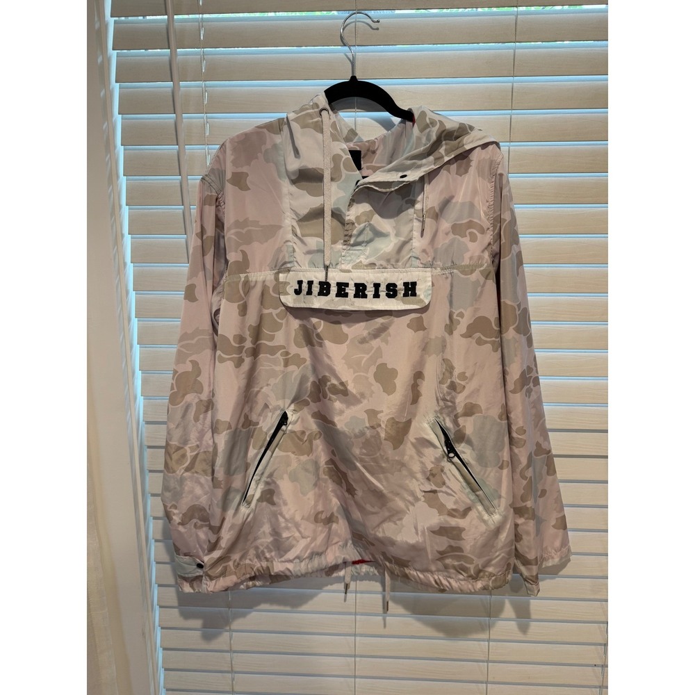 Jiberish Denver Co Men XL Pink Camo Anorak Windbreaker Jacket‎ Mesh Lined Hooded